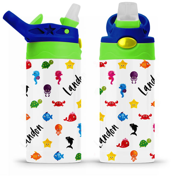 Kids Water Bottle - Sea Creatures (12 oz)