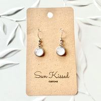 White Drop Earrings 8mm