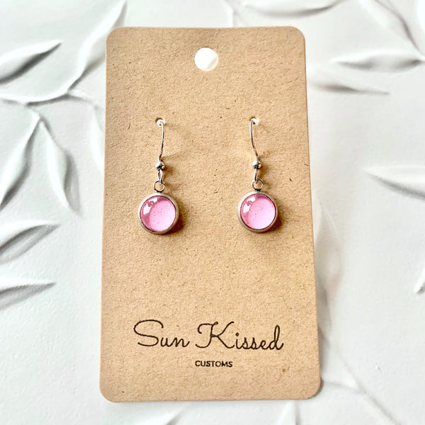 Pink Drop Earrings 8mm