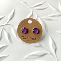 Plum Stud Earrings 8mm