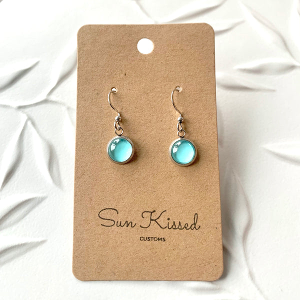 Aqua Drop Earrings 8mm