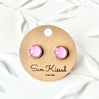 Pink Stud Earrings 8mm