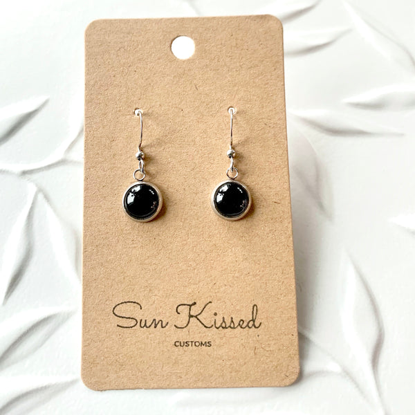 Black Drop Earrings 8mm