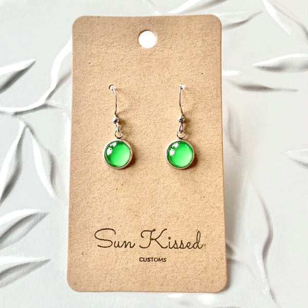 Lime Green Drop Earrings 8mm