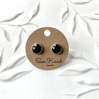 Black Stud Earrings 8mm