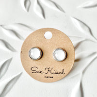 White Stud Earrings 8mm