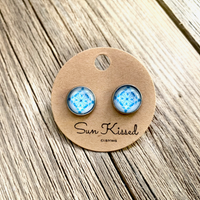 Blue Mosaic Stud Earrings 10mm