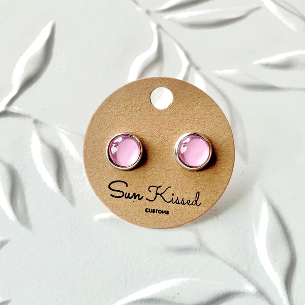 Soft Pink Stud Earrings 8mm