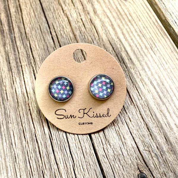 Multicolour Diamonds Stud Earrings 10mm