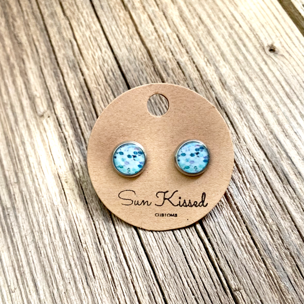 Mermaid Scales (Teal) Stud Earrings 8mm