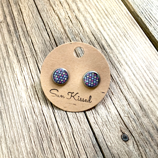 Multicolour Diamonds Stud Earrings 8mm