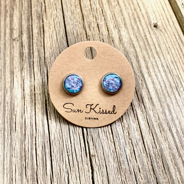 Mermaid Scales (Purple) Stud Earrings 8mm